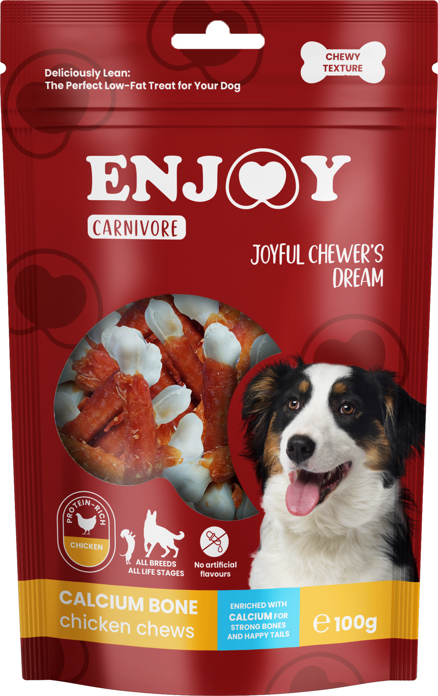 Enjoy Carnivore Calcium Bone Chicken Chews - калциево кокалче с пилешко месо 100 гр