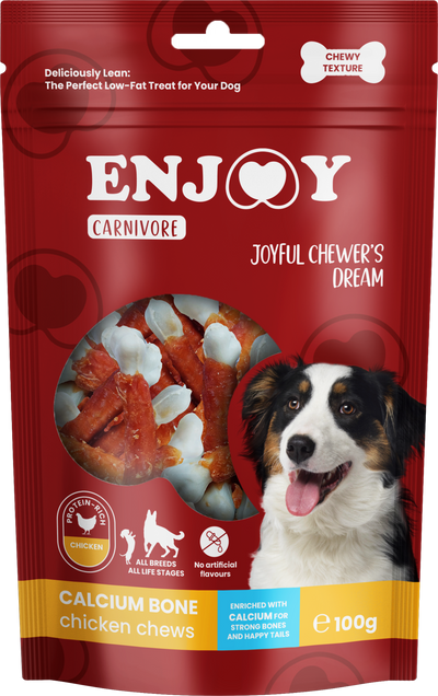 Enjoy Carnivore Calcium Bone Chicken Chews - калциево кокалче с пилешко месо 100 гр