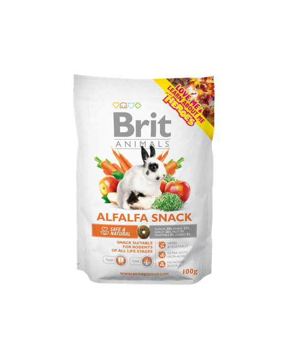 Brit Animals Alfalfa Snack for Rodents - лакомство за гризачи с ниска калоричност 100 гр