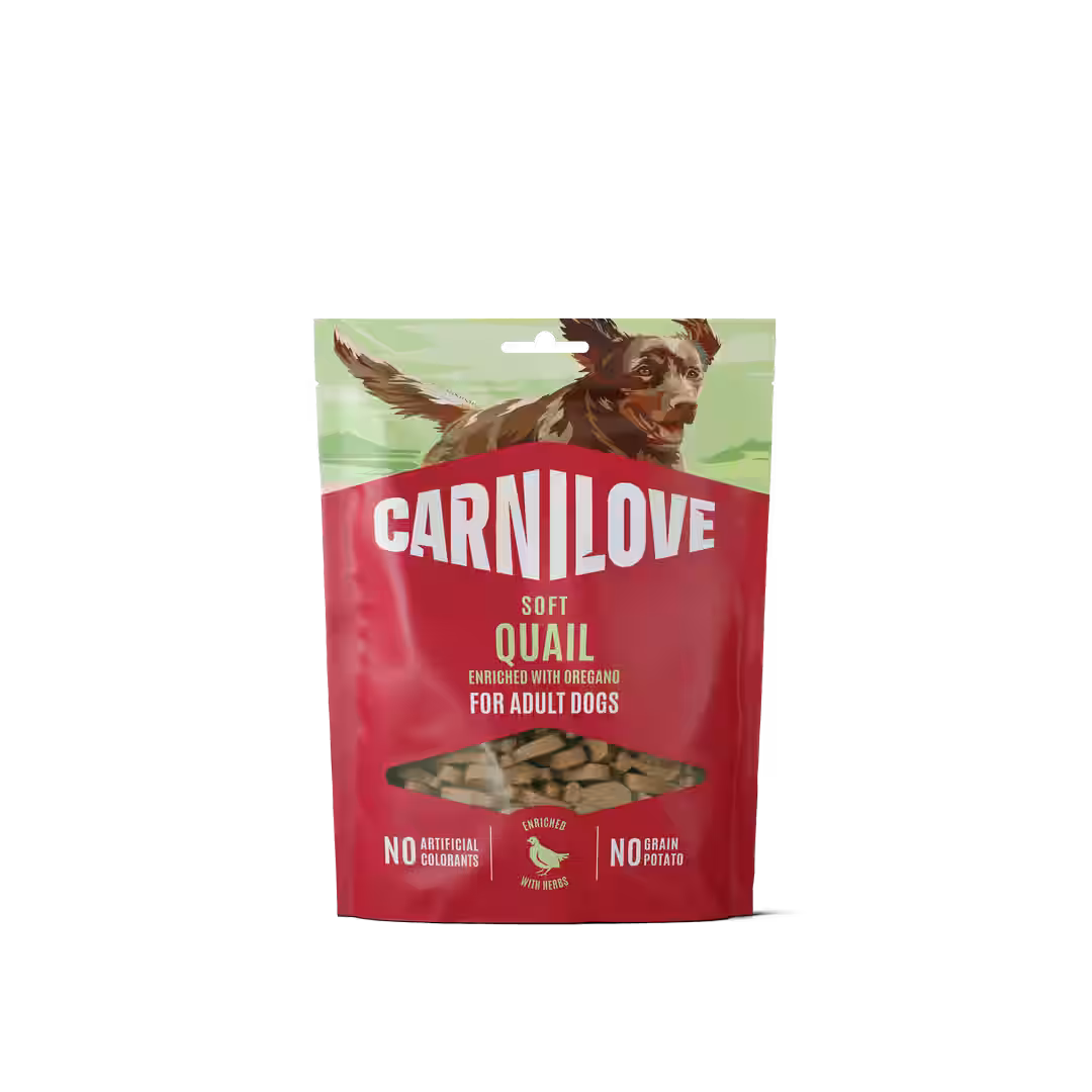 Carnilove Dog Soft Snack Quail with Oregano - лакомство за кучета с пъдпъдък 200 гр