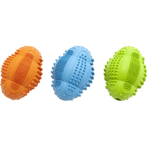 FLAMINGO Toy Ruffus American Football - дентална играчка за куче 8 см. / оранжева, зелена синя/