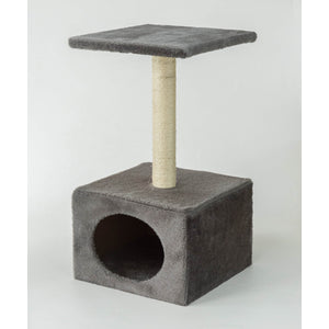 Enjoy Cat Scratching Post Happy with House - котешка драскалка 30 / 30 / 55 см, сива