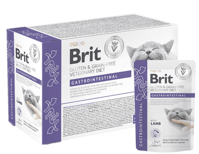 Brit GF Veterinary Diet Cat Gastrointestinal - пълноценна храна за котки с абсорбционни нарушения 12 х 85 гр
