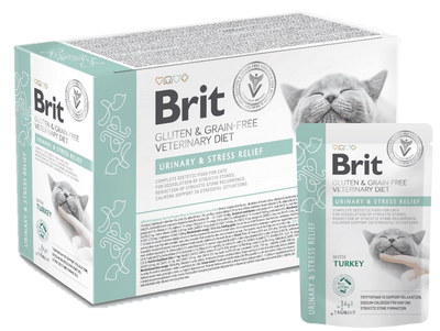 Brit GF Veterinary Diet Cat Urinary and Stress Relief - за котки със заболявания на долните пикочни пътища 12 х 85 гр