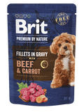 Brit Pemium by Nature Fillets in Gravy with Beef and Carrot - пауч за кучета с говеждо и моркови 85 гр