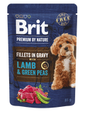 Brit Premium by Nature Fillets in Gravy with Lamb and Green Peas - пауч за кучета с агнешко и грах 85 гр