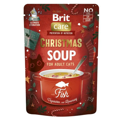 Brit Care Cat Christmas Soup with Fish - допълваща храна за котки с риба, зеленчуци и розмарин 75 гр