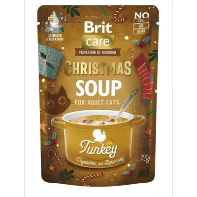 Brit Care Cat Christmas Soup with Turkey - допълваща храна за котки с пуешко, зеленчуци и розмарин 75 гр