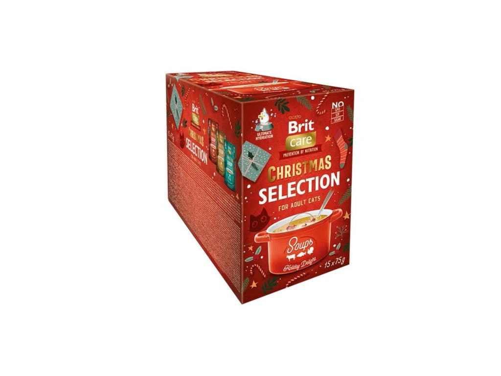 Brit Care Cat Christmas Soups Multipack - коледна селекция паучове за котка 15 х 75 гр