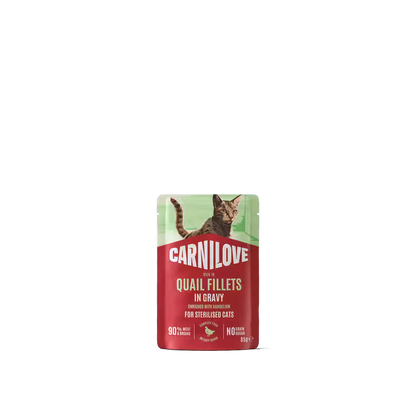Carnilove Sterilised Cat Pouch in Gravy Quail with Dandelion - пауч за кастрирани котки с пъдпъдък 85 г