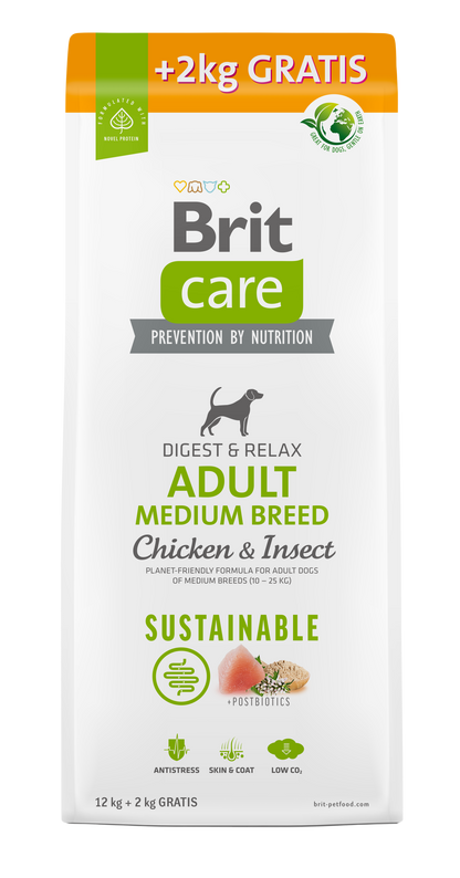 РАЗПРОДАЖБА Brit Care Dog Sustainable Adult Medium Breed - храна за кучета от средни породи с пилешко месо и насекоми