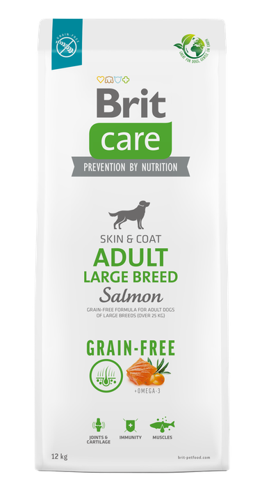 Brit Care Dog Grain-free Adult Large Breed - пълноценна храна за кучета от големи породи със сьомга 12 кг