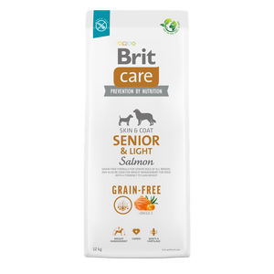 Brit Care Dog Grain-free Senior and Light - пълноценна храна за застаряващи кучета от всички породи със сьомга