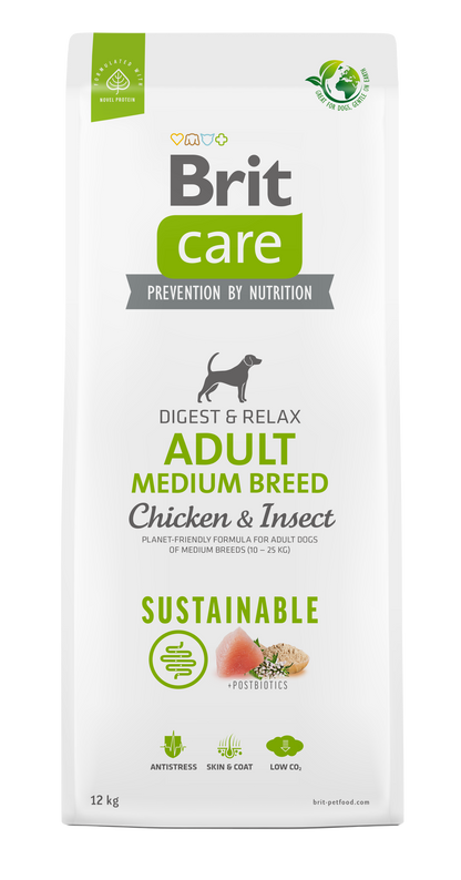 РАЗПРОДАЖБА Brit Care Dog Sustainable Adult Medium Breed - храна за кучета от средни породи с пилешко месо и насекоми