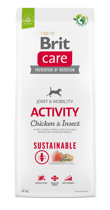 Brit Care Dog Sustainable Activity -  храна за кучета и кучета с повишена активност с пилешко месо и насекоми