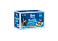 Brit Premium by Nature Fillets in Gravy Family Plate - паучове за котка в сос, микс от вкусове 12 х 85 гр