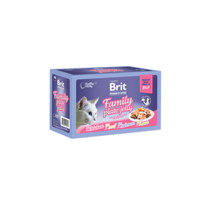 Brit Premium by Nature Fillets in Jelly Family Plate - паучове за котка в желе, микс от вкусове 12 х 85 гр