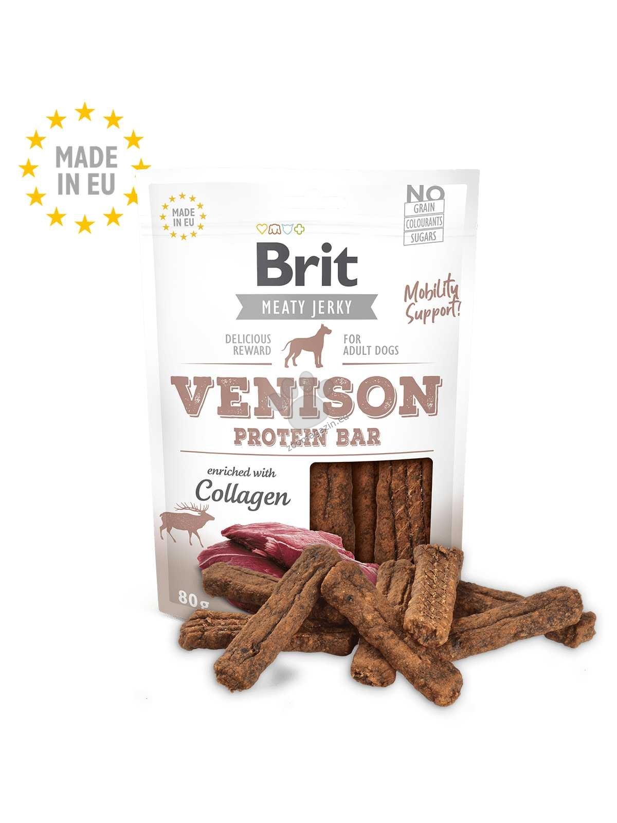 Brit Jerky Snack –Venison Protein bar - лакомство за кучета протеинови барчета с еленско 200 гр.