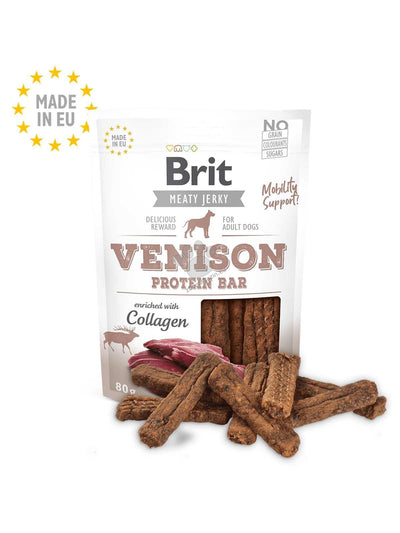 Brit Jerky Snack –Venison Protein bar - лакомство за кучета протеинови барчета с еленско 200 гр.