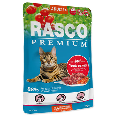 Rasco Premium Adult Beef - пауч за котки в сос с говеждо месо 85 гр