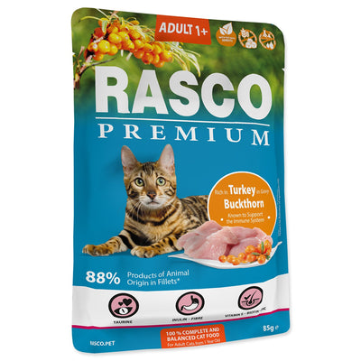 Rasco Premium Adult Turkey and Buckhorn - пауч за котки в сос с пуешко месо 85 гр