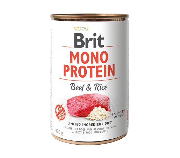 Brit Mono Protein Beef and Rice -  монопротеинова консерва за кучета с говеждо месо и ориз 400 гр
