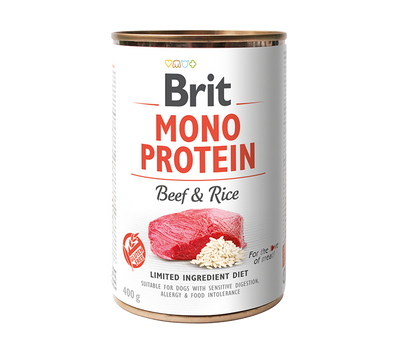 Brit Mono Protein Beef and Rice -  монопротеинова консерва за кучета с говеждо месо и ориз 400 гр