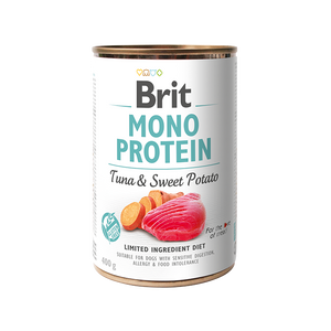 Brit Mono Protein Tuna and Sweet Potato - монопротеинова консерва за кучета с риба тон и сладки картофи 400 гр