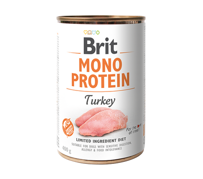 Brit Mono Protein Turkey - монопротеинова консерва за кучета с пуешко месо 400 гр
