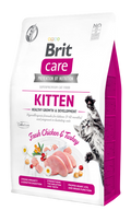 Brit Care Cat Grain-Free Kitten Healthy Growth - пълноценна суха храна с пилешко,пуешко и коластра за котенца и кърмещи котки
