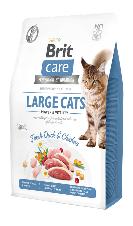 Brit Care Cat Grain-Free Large Cats Power and Vitality - пълноценна суха храна за котки от едри породи