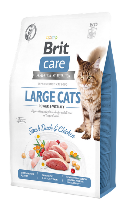 Brit Care Cat Grain-Free Large Cats Power and Vitality - пълноценна суха храна за котки от едри породи