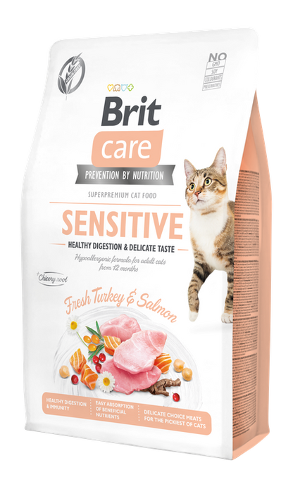 РАЗПРОДАЖБА Brit Care Cat Grain-Free Sensitive Healthy Digestion - пълноценна суха храна за котки с чувствително храносмилане