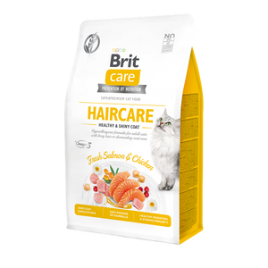 Brit Care Cat Grain-Free Haircare Healthy and Shiny Coat - пълноценна суха храна за котки за красива козина и здрава кожа