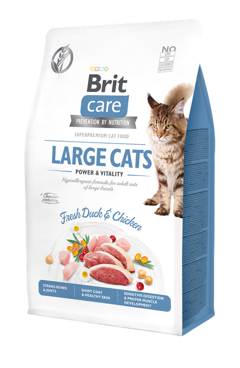 Brit Care Cat Grain-Free Large Cats Power and Vitality - пълноценна суха храна за котки от едри породи