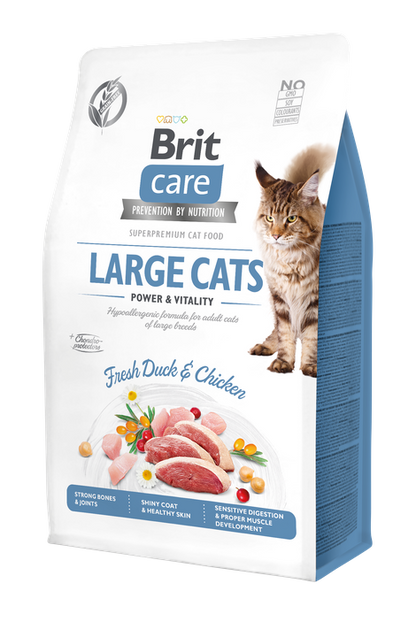 Brit Care Cat Grain-Free Large Cats Power and Vitality - пълноценна суха храна за котки от едри породи