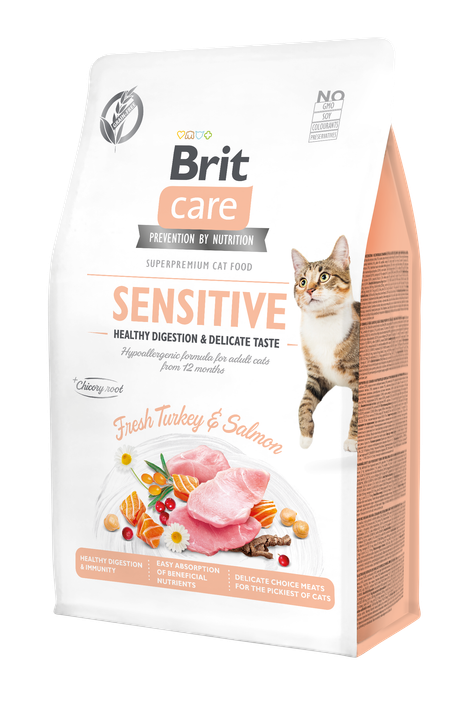 Brit Care Cat Grain-Free Sensitive Healthy Digestion - пълноценна суха храна за котки с чувствително храносмилане