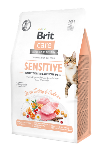 РАЗПРОДАЖБА Brit Care Cat Grain-Free Sensitive Healthy Digestion - пълноценна суха храна за котки с чувствително храносмилане