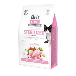 Brit Care Cat Grain-Free Sterilized Sensitive - пълноценна суха храна със заешко за кастрирани котки