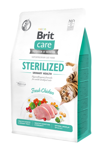 РАЗПРОДАЖБА Brit Care Cat Grain-Free Sterilized Urinary Health - пълноценна суха храна с пилешко за кастрирани котки