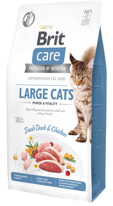 Brit Care Cat Grain-Free Large Cats Power and Vitality - пълноценна суха храна за котки от едри породи