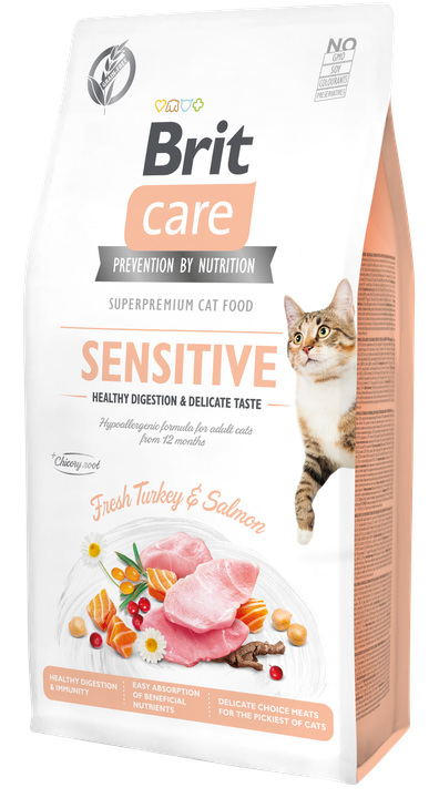 РАЗПРОДАЖБА Brit Care Cat Grain-Free Sensitive Healthy Digestion - пълноценна суха храна за котки с чувствително храносмилане
