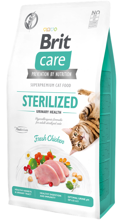 РАЗПРОДАЖБА Brit Care Cat Grain-Free Sterilized Urinary Health - пълноценна суха храна с пилешко за кастрирани котки