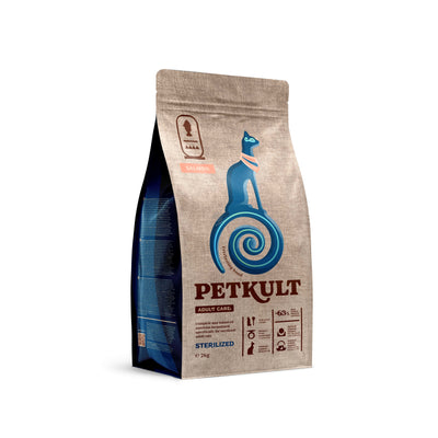 Petkult Cat Adult Care Sterilised Salmon - пълноценна храна за кастрирани котки със сьомга 2 кг