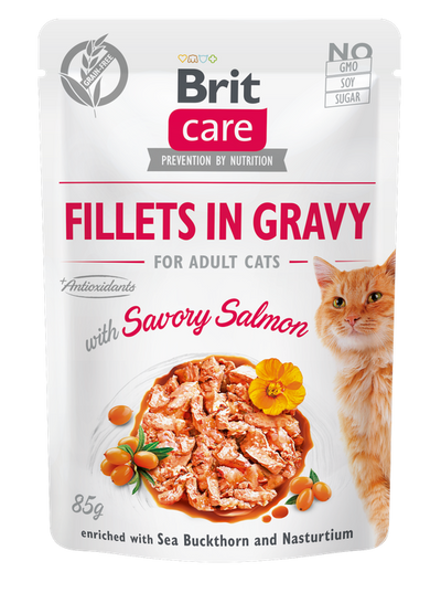 Brit Care - пауч за котки със сьомга в сос 85 гр