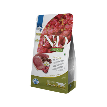 N&D Quinoa Urinary Duck Cranberry – пълноценна храна с киноа за котки над една година, за уринарен тракт с патица, червена боровинка и лайка 5 кг.