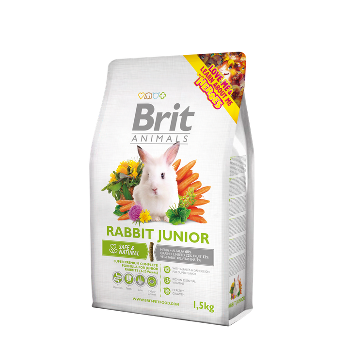 Brit Animals Rabbit Junior Complete - супер премиум пълноценна храна за малки зайчета