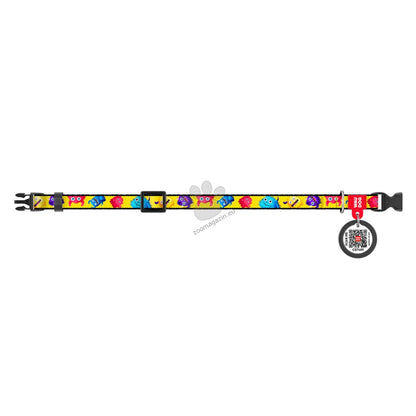 Waudog Collar Furry Monsters L - нашийник с QR код за сигурност 33 / 49 см / 25 мм