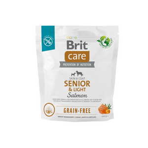 Brit Care Dog Grain-free Senior and Light - пълноценна храна за застаряващи кучета от всички породи със сьомга