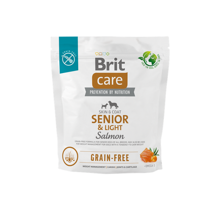 Brit Care Dog Grain-free Senior and Light - пълноценна храна за застаряващи кучета от всички породи със сьомга